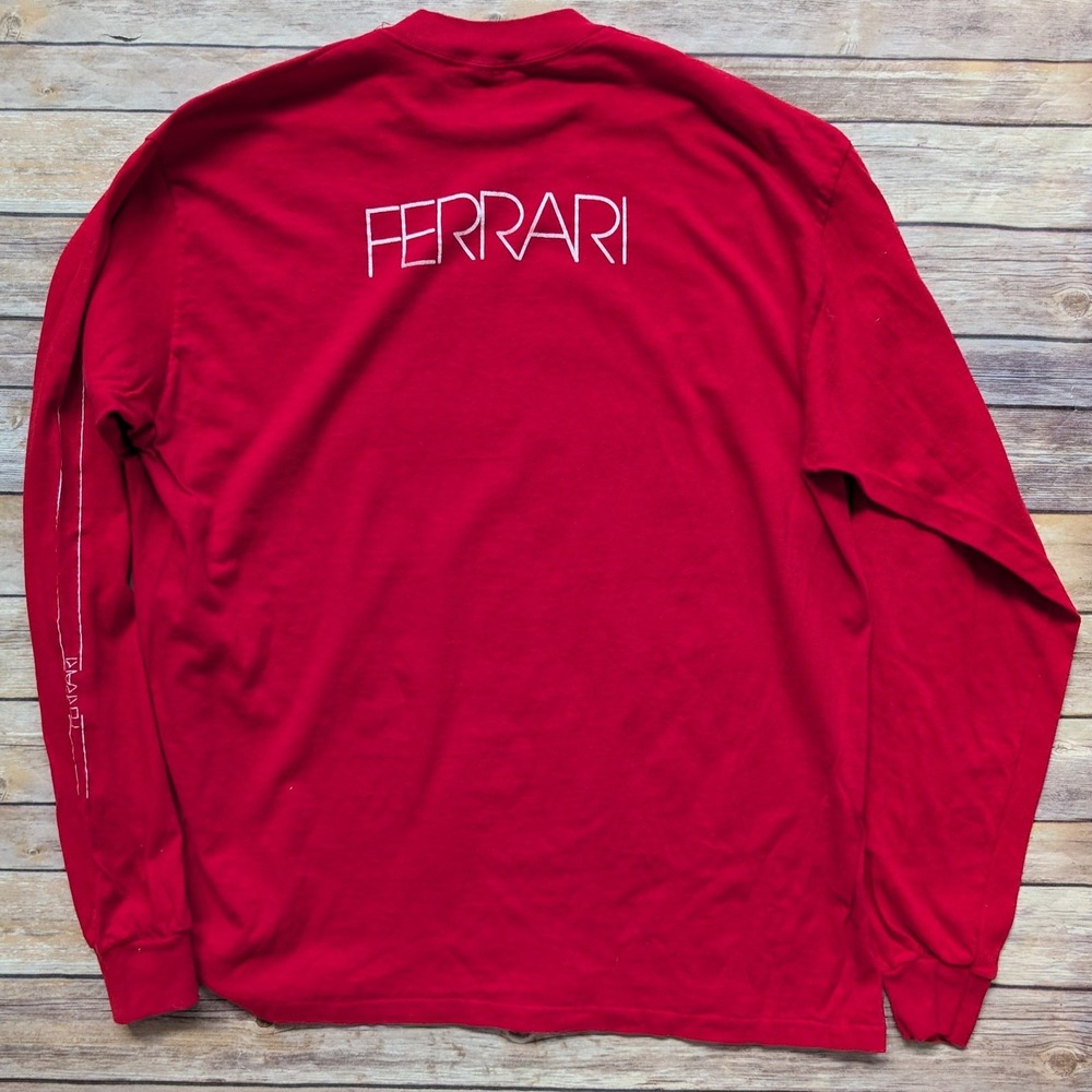 Vintage Ferrari Long Sleeve T Shirt XL Red Made USA Stedman 90s Racing